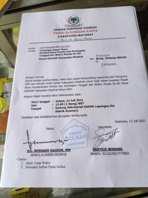 Beredar Undangan Pleno Golkar Maybrat ,Bernard Sagrim Dituding Kangkangi Hukum Partai 3 Beredar Undangan Pleno Golkar Maybrat ,Bernard Sagrim Dituding Kangkangi Hukum Partai