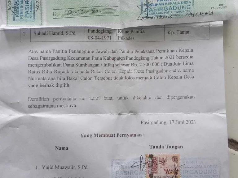 Diyakini Bakal Lolos Testing Cakades, Berkedok Infaq Balon Diduga Bayar Rp 2,5 Juta