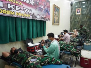 Sambut Hut Tni Ke -76, Korem 064 Adakan Donor Darah