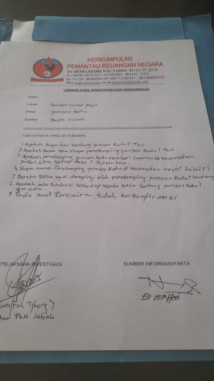 Lembaga Pkn Menilai Administrasi Bantuan Jamsosratu Di Lebak Amburadul