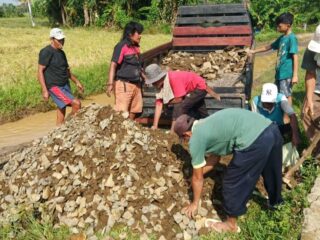 Tak Kunjung Dibangun ...!!! Masyarakat Patungan Beli Batu Untuk Bangun Jalan
