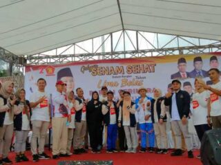 Rayakan Hut Gerindra Ke 15 Gelar Senam Masal Dan Potong Tumpeng