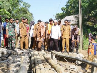 Bupati Pandeglang,Irna Tinjau Jembatan Ambruk Di Cikeusik