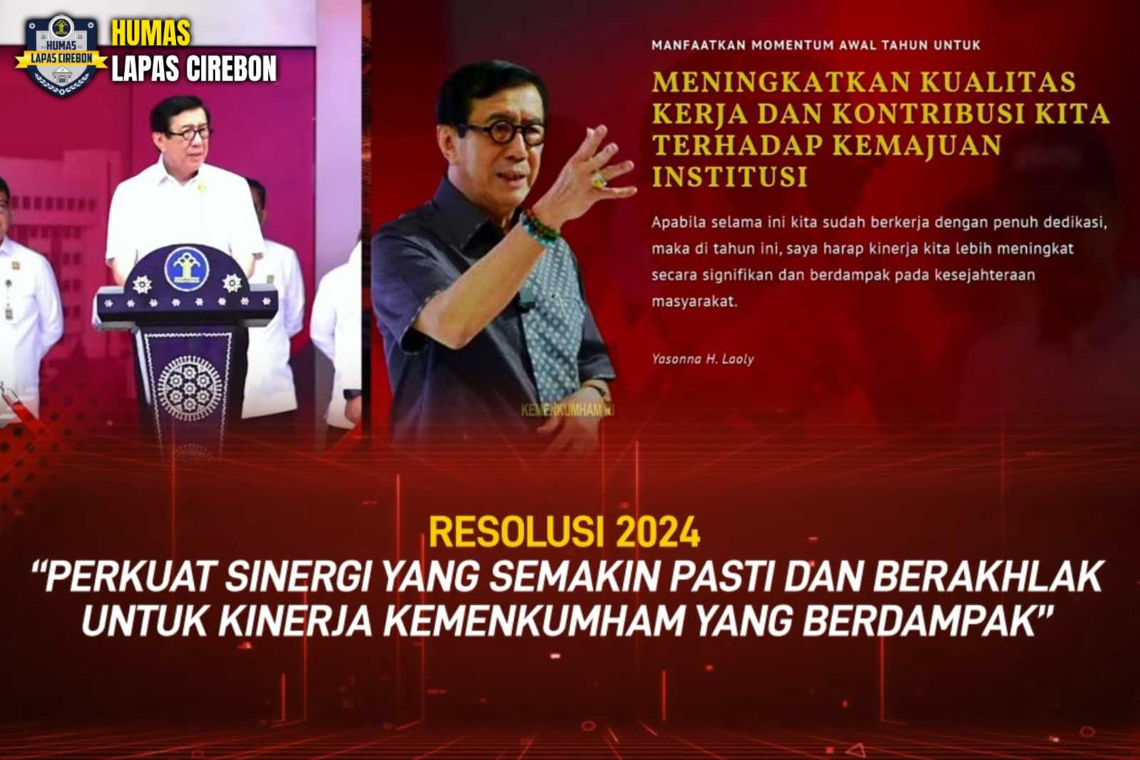 Lapas Cirebon Hadiri Apel Awal Tahun 2024 Bersama Menkumham RI Secara Virtual I Harian Terbit