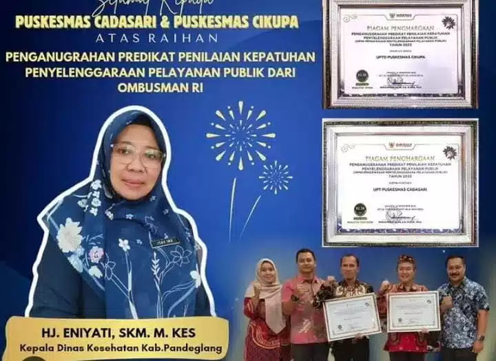 Ombudsman RI Berikan Penghargaan Kepatuhan Pelayanan Publik Kepada Puskesmas Cikupa dan Puskesmas Cadasari