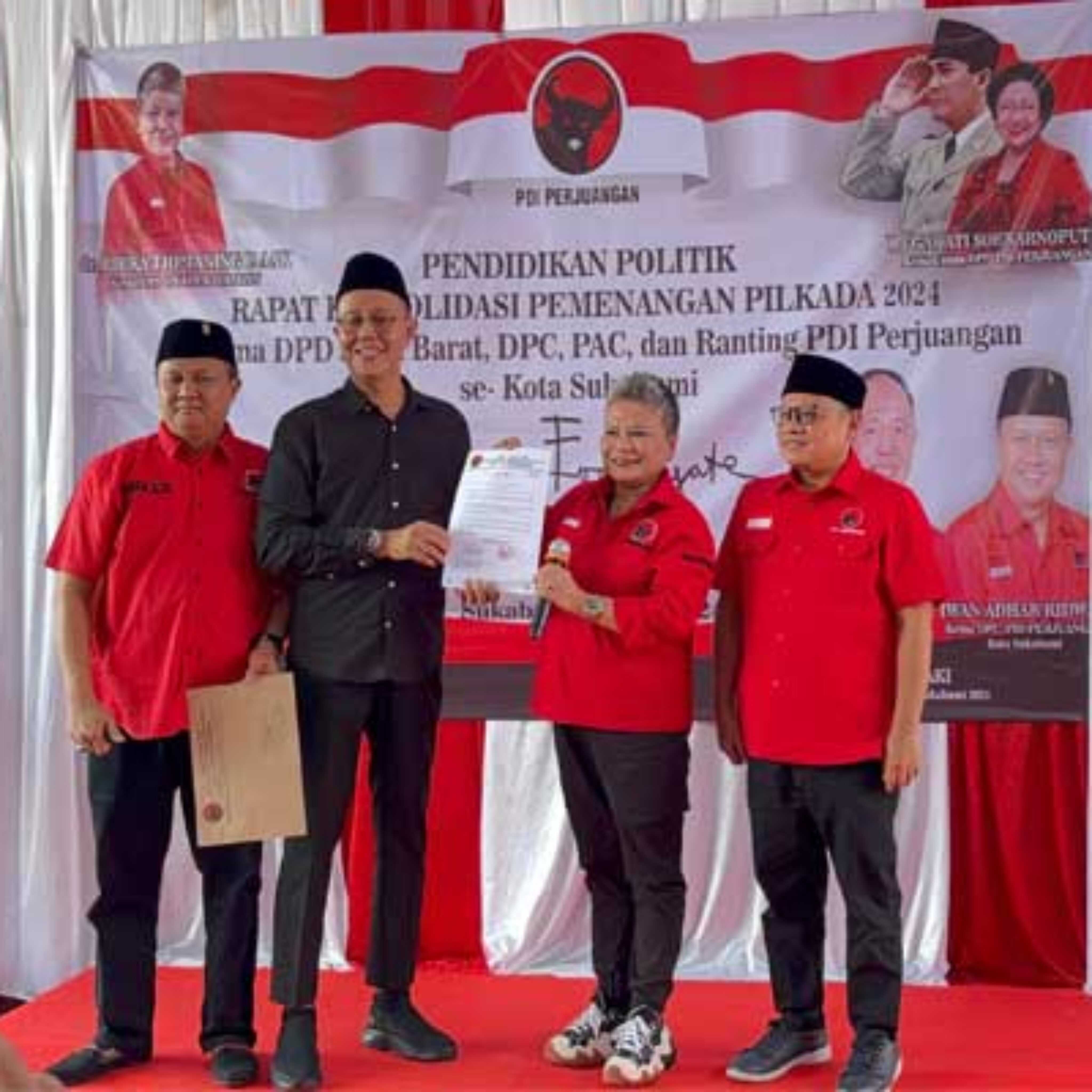 Ayep Zaki Terima Surat Tugas dari PDIP untuk Pilkada Kota Sukabumi