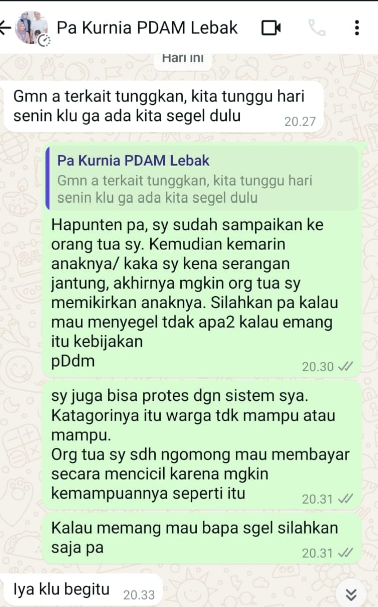 Gawat, Diduga Pelayanan Pdam Di Lebak Akan Segel Pelanggan Yang Telat Bayar 1 Gawat, Diduga Pelayanan Pdam Di Lebak Akan Segel Pelanggan Yang Telat Bayar