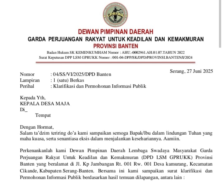 Terbitkan Surat, Lsm Gprukk Soroti Pembangunan Stadion Maja 1 Terbitkan Surat, Lsm Gprukk Soroti Pembangunan Stadion Maja