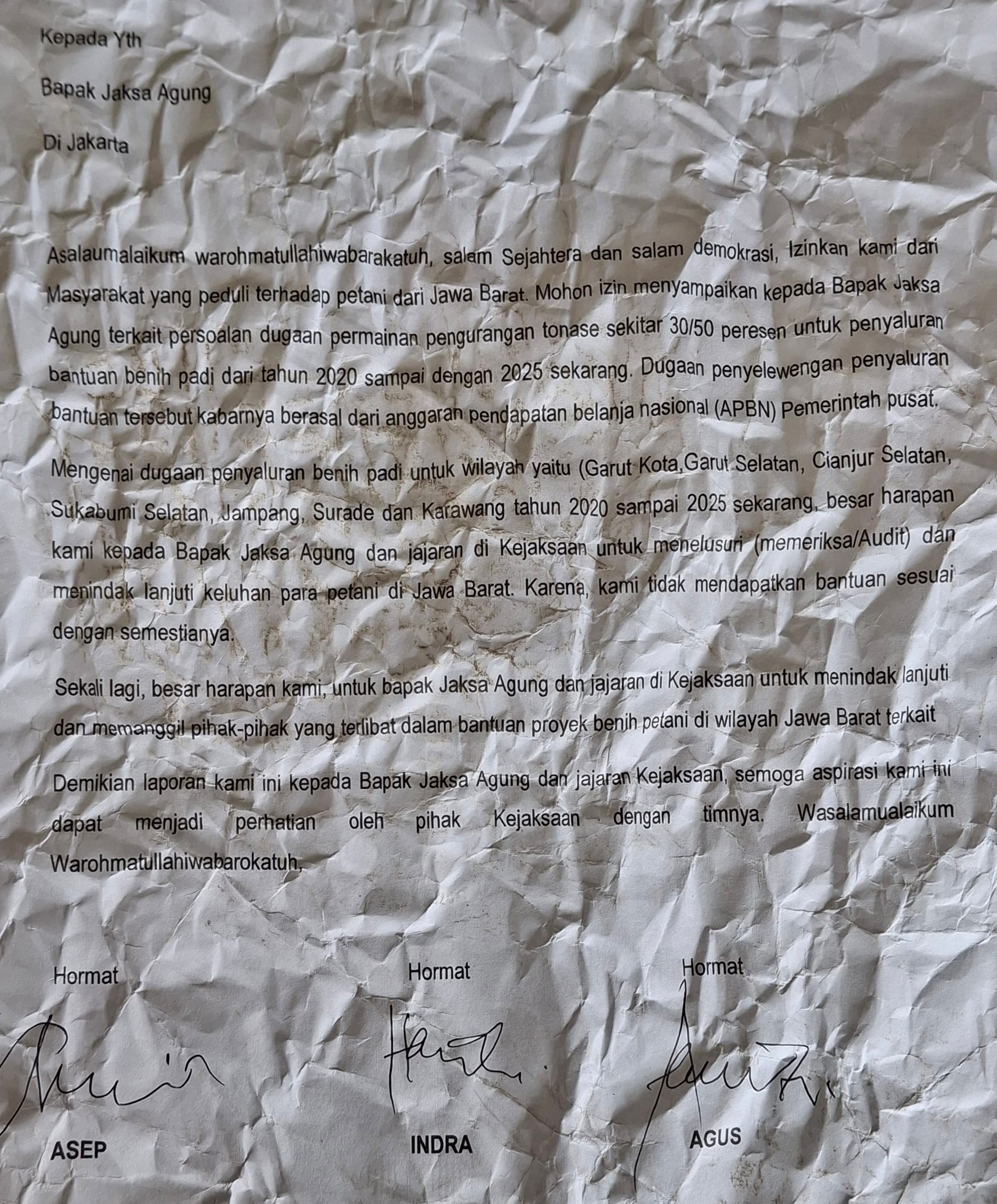 Bongkar Kasusnya, Beredar Surat Jaksa Agung Diminta Selidiki Dugaan Penyimpangan Bantuan Benih Padi Di Jawa Barat 1 Bongkar Kasusnya, Beredar Surat Jaksa Agung Diminta Selidiki Dugaan Penyimpangan Bantuan Benih Padi Di Jawa Barat