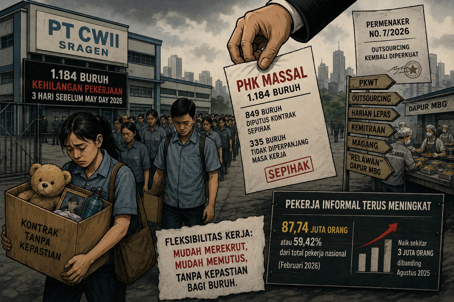 Ribuan Buruh Pt Cwii Sragen Terdampak Phk, Geberbumn Kritik Sistem Kerja Fleksibel