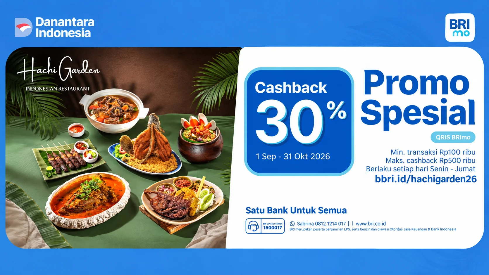 Bri Hadirkan Cashback 30% Di Hachi Garden, Transaksi Pakai Qris Brimo