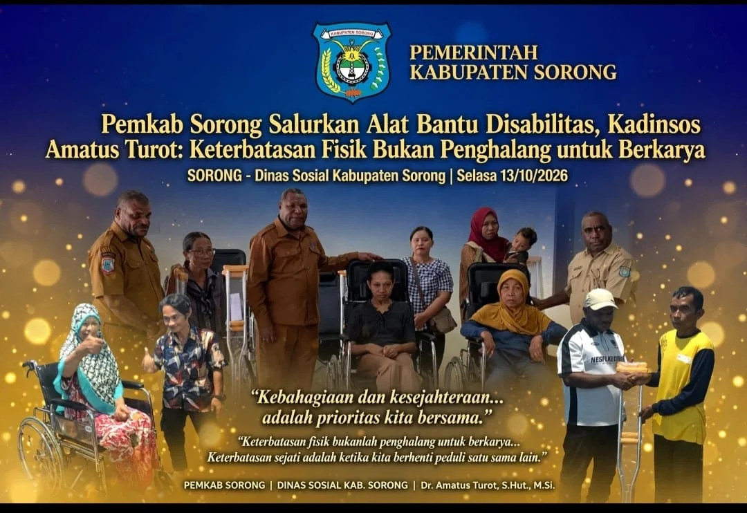 Kadinsos Amatus Turot Serahkan Alat Bantu Disabilitas, Wujud Kepedulian Pemkab Sorong Untuk Kemandirian Warga